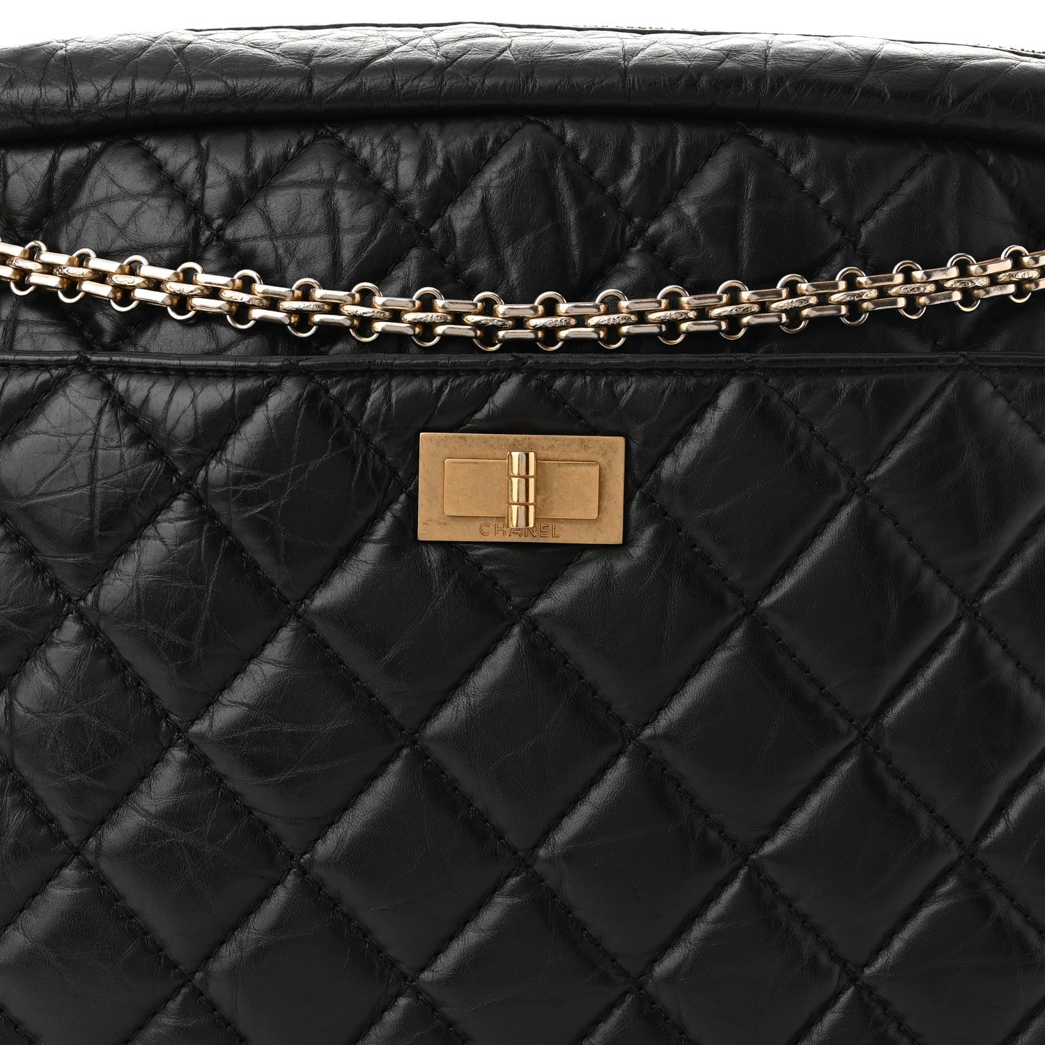 Chanel Aged Calfskin Quilted Large Reissue Camera Case Black 8 of 10