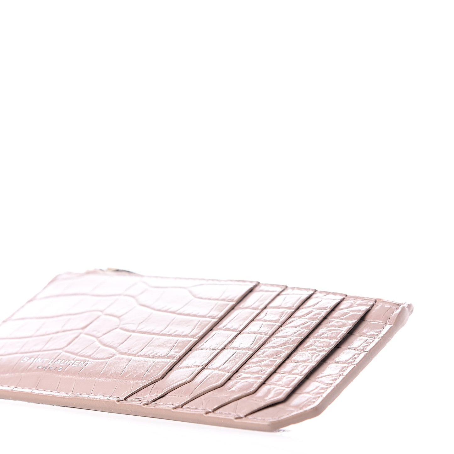 Crocodile Embossed 5 Fragments Card Case Rose Antic