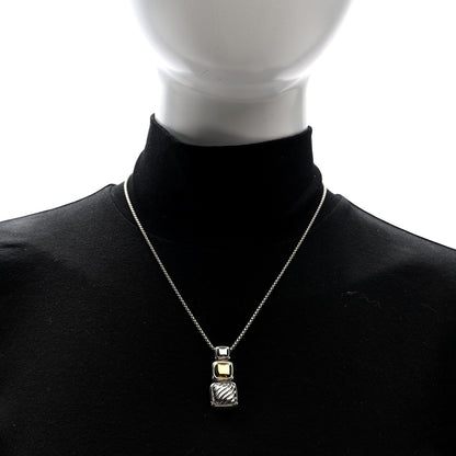 David Yurman Sterling Silver 18K Yellow Gold Chiclet Triple Drop Necklace 2 of 5