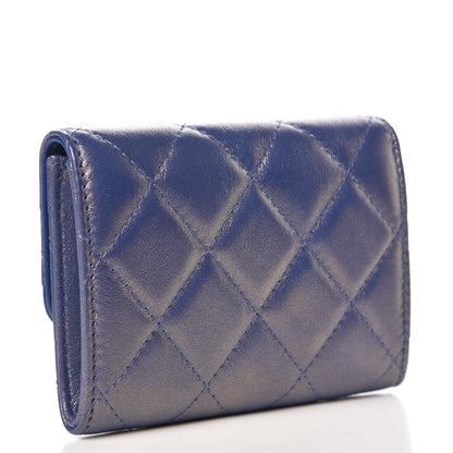 Chanel Iridescent Lambskin Quilted Card Holder Blue 3 of 9