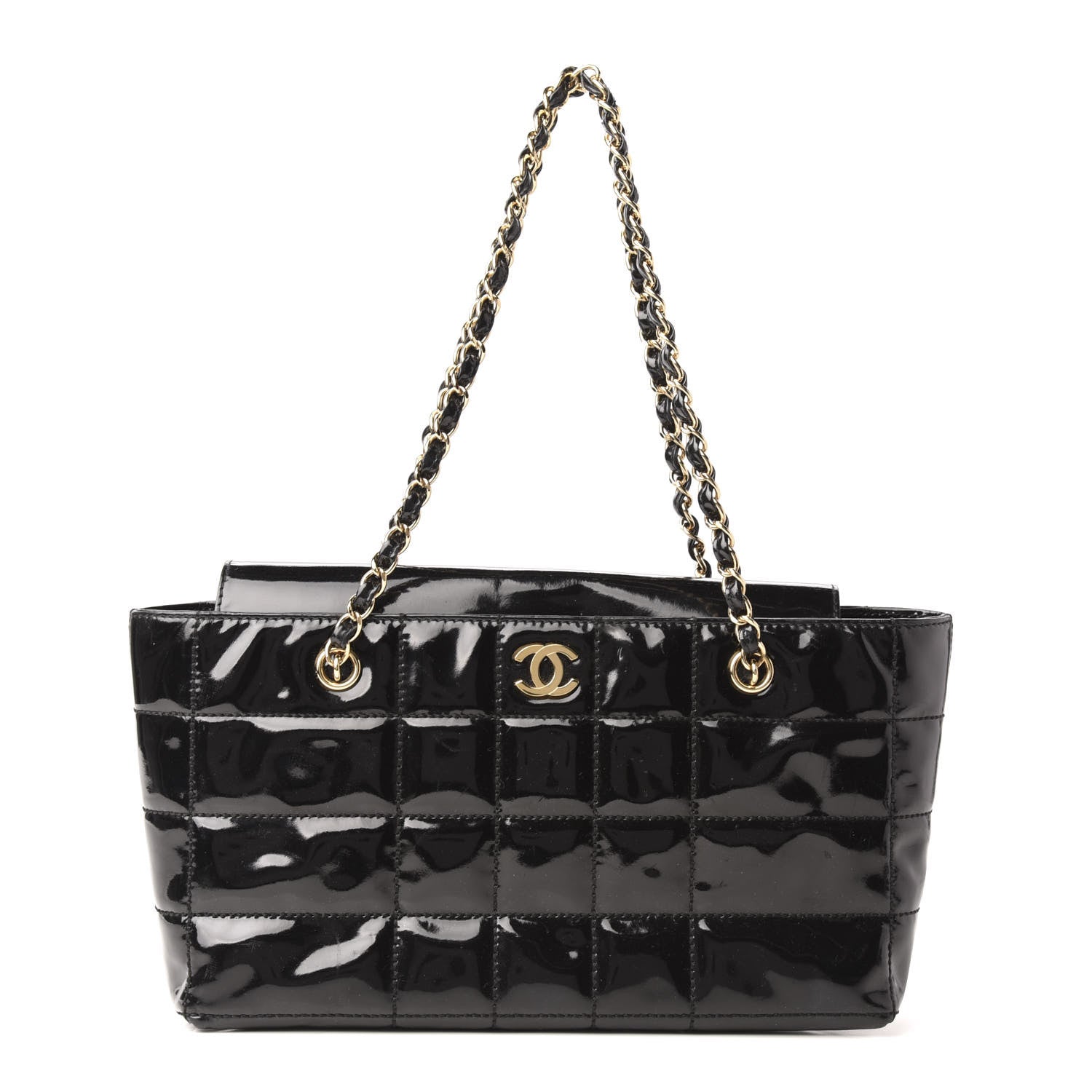 Chanel Patent Chocolate Bar CC Tote Black 1 of 9