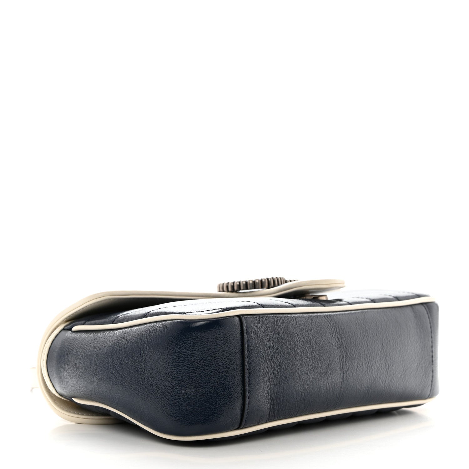 Gucci Vintage Effect Calfskin Matelasse Diagonal Small Torchon GG Marmont Shoulder Bag Blue Agata Mystic White 4 of 10