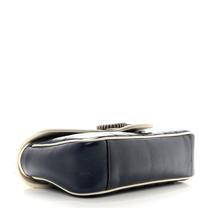 Gucci Vintage Effect Calfskin Matelasse Diagonal Small Torchon GG Marmont Shoulder Bag Blue Agata Mystic White 4 of 10