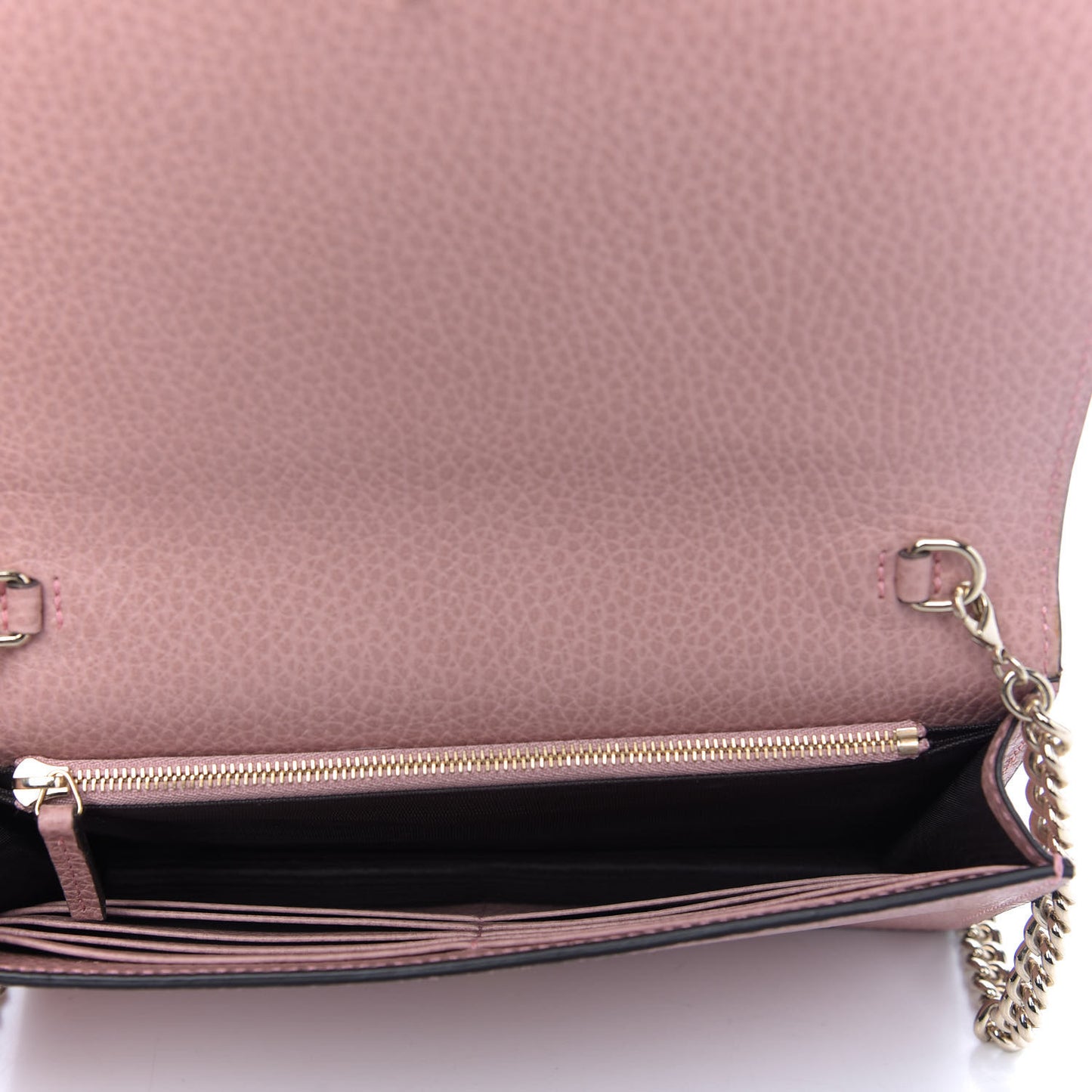 Dollar Calfskin Medium Betty Chain Wallet Soft Pink