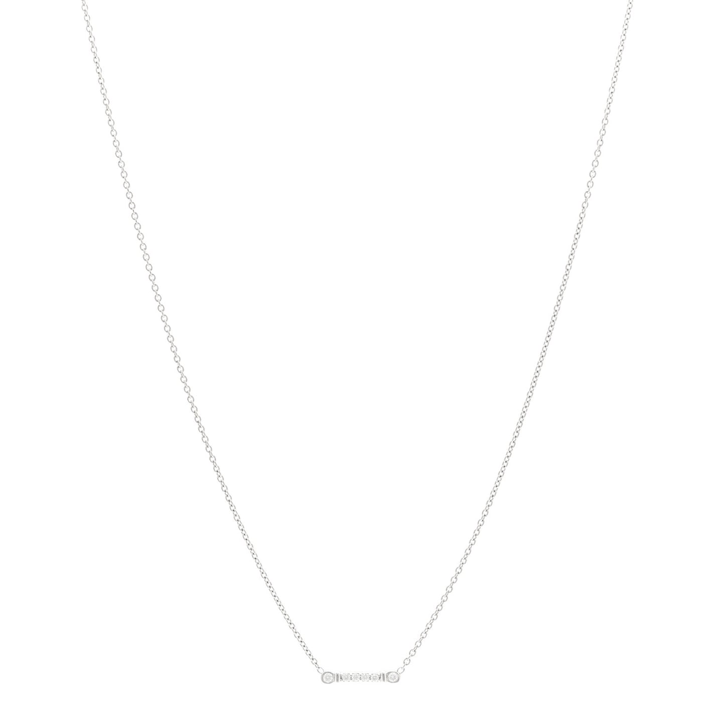 Platinum Diamond Fleur de Lis Key Bar Pendant Necklace