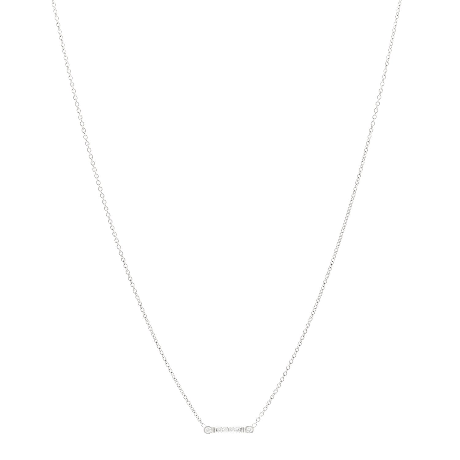 Tiffany Platinum Diamond Fleur de Lis Key Bar Pendant Necklace 1 of 4