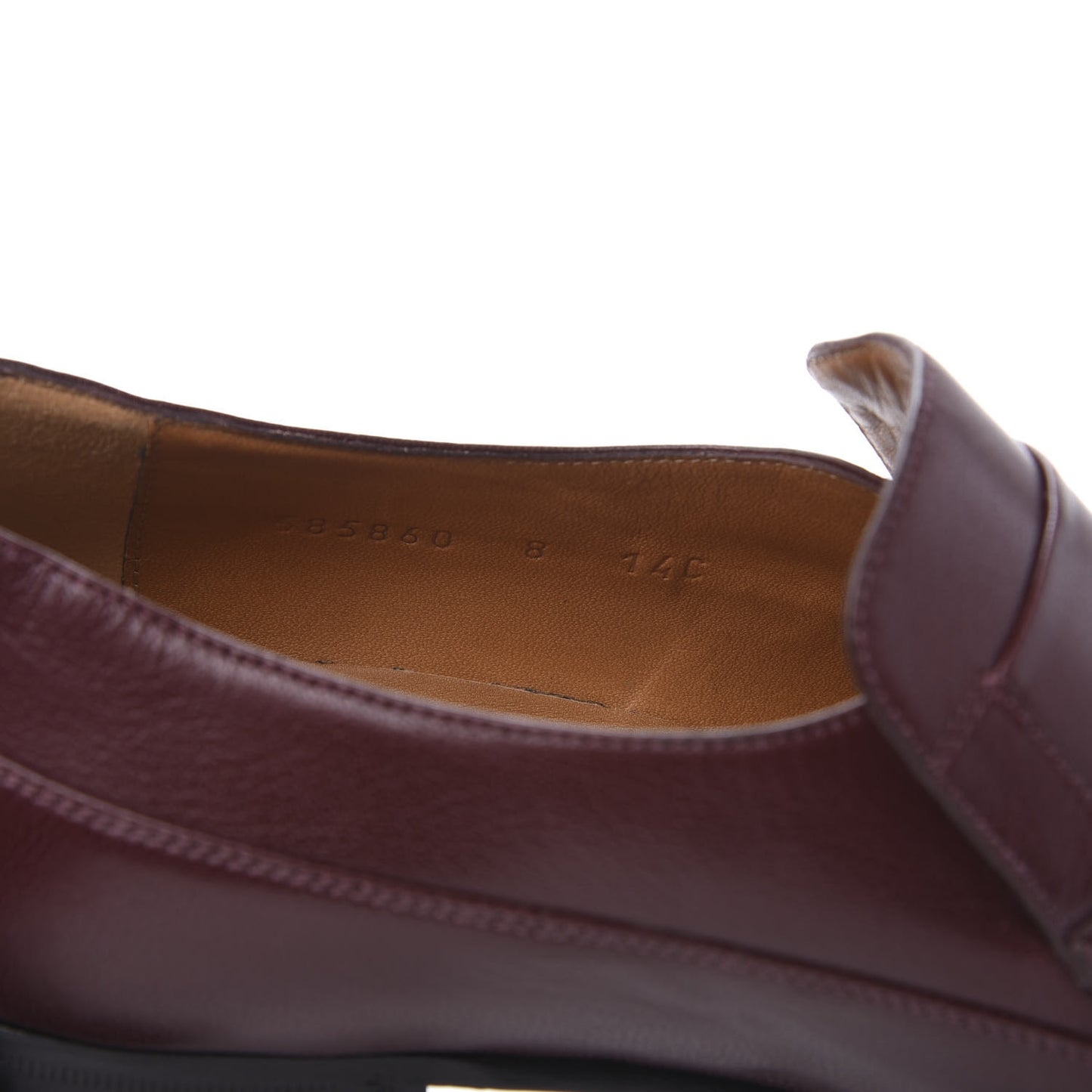 Goatskin Mens Chain Mid Heel Loafers 8 Burgundy