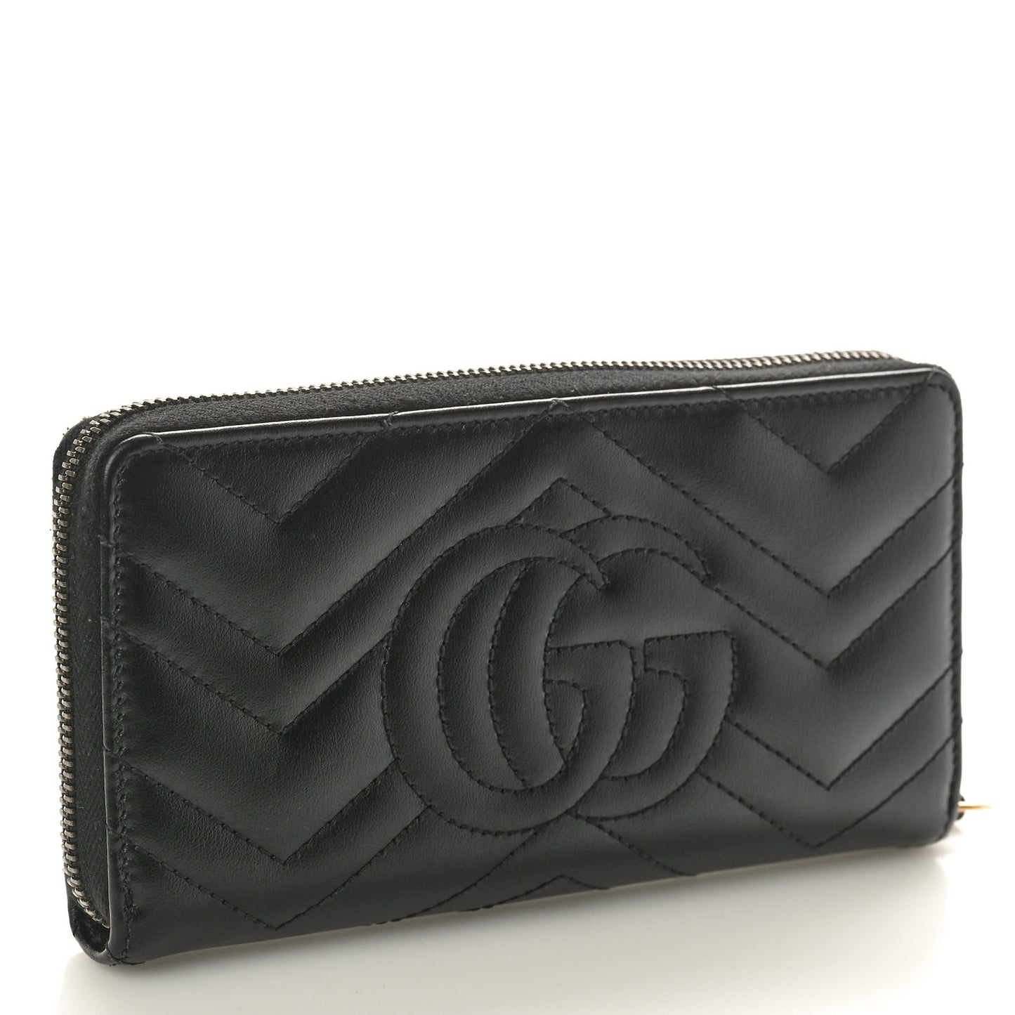 Calfskin Matelasse GG Marmont Zip Around Wallet Black