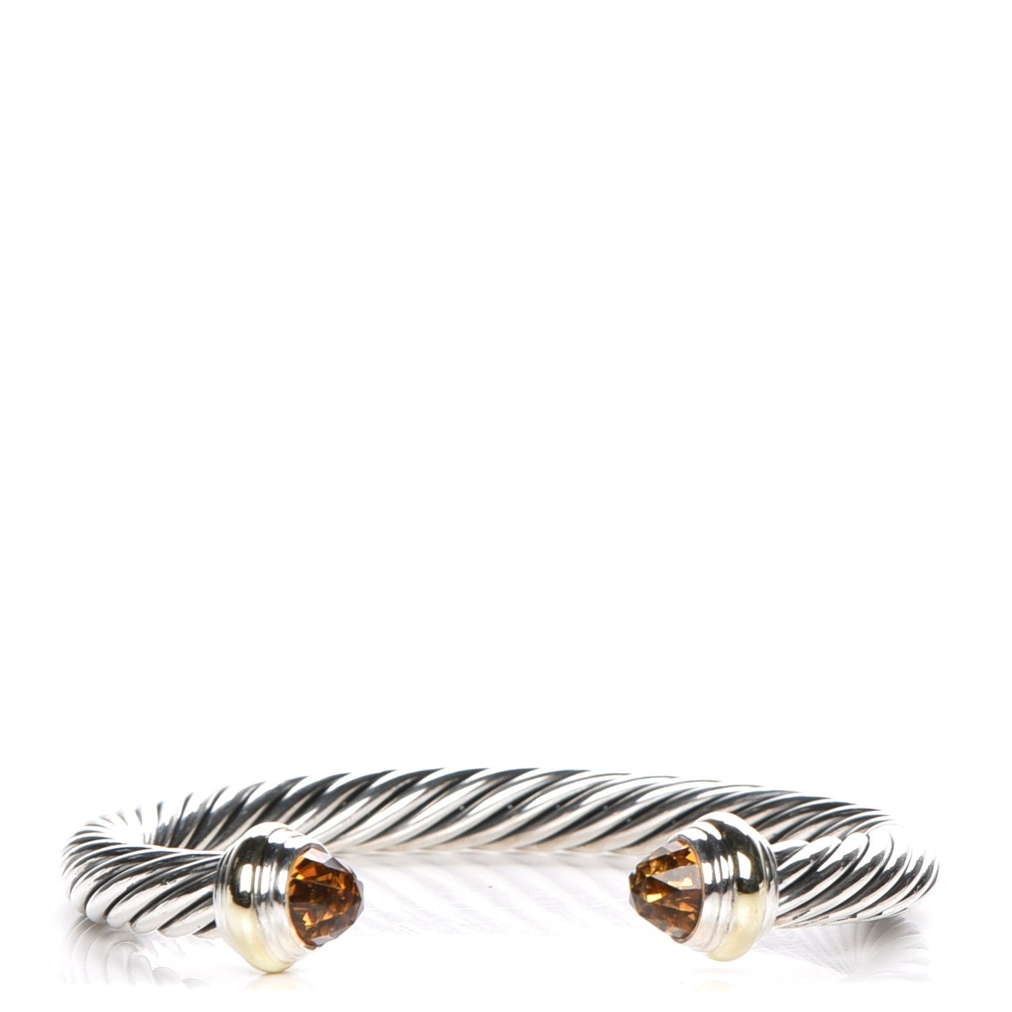 Sterling Silver 14K Yellow Gold Citrine 7mm Cable Classics Bracelet