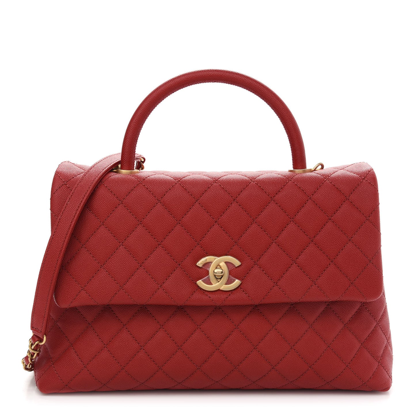 Caviar Quilted Medium Coco Handle Flap Red