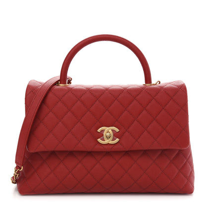 Chanel Caviar Quilted Medium Coco Handle Flap Red 1 of 8