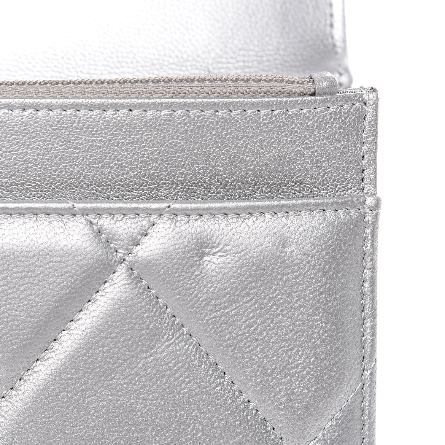 Chanel Metallic Goatskin Quilted 19 Wallet On Chain WOC Silver 11 of 13