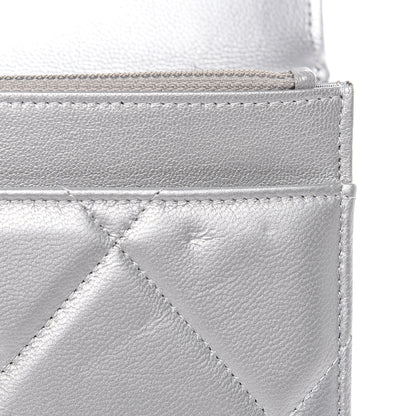 Chanel Metallic Goatskin Quilted 19 Wallet On Chain WOC Silver 11 of 13