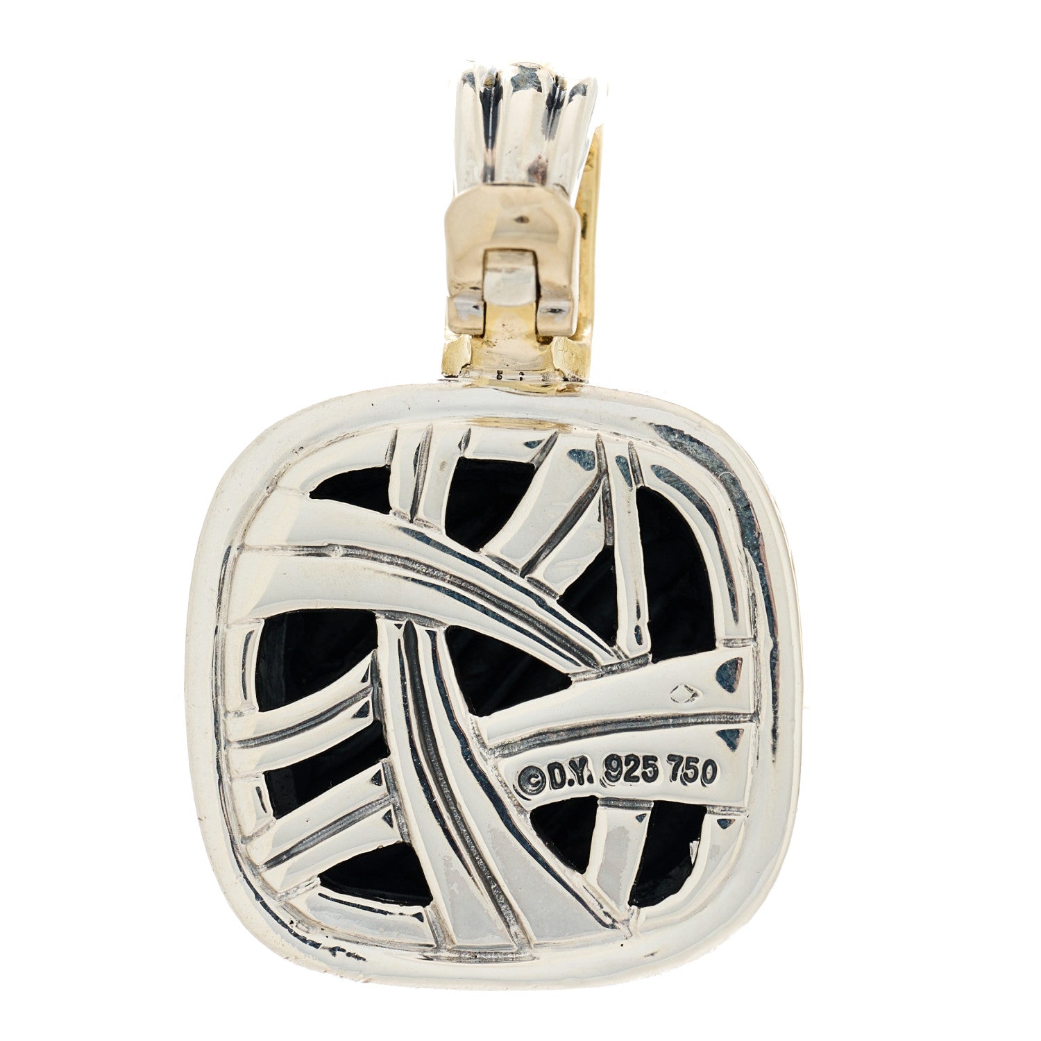 David Yurman Sterling Silver 18K Yellow Gold 16mm Sculpted Cable Enhancer Pendant 3 of 4