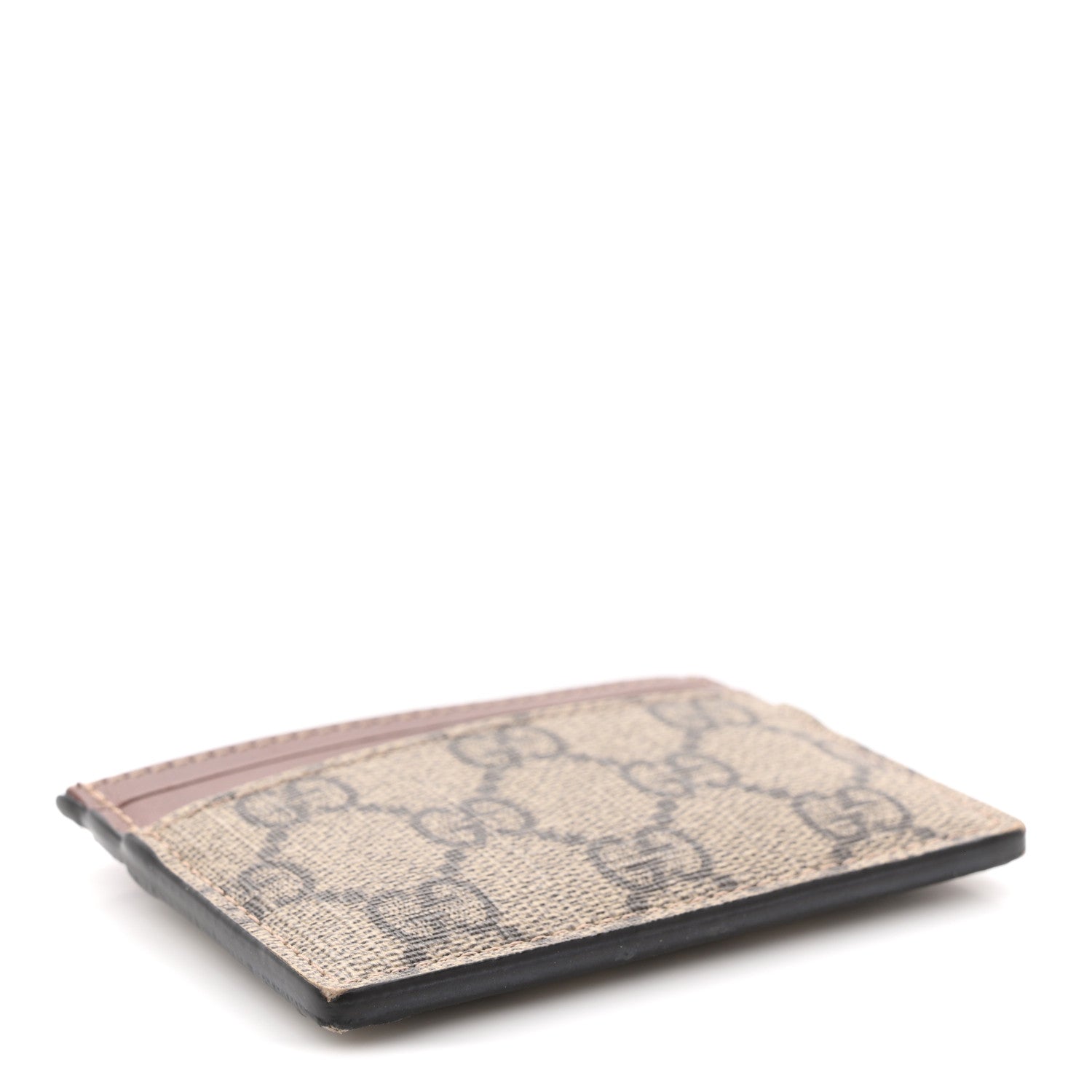 Gucci GG Supreme Monogram Calfskin Card Holder Beige Ebony Cuir 4 of 10