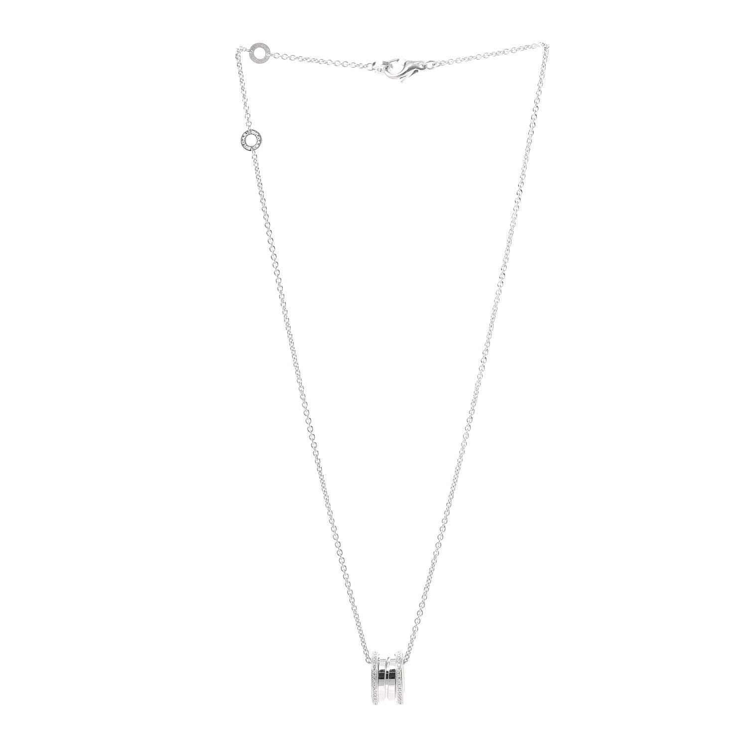 Bulgari 18K White Gold Diamond B.Zero1 Pendant Necklace 3 of 7