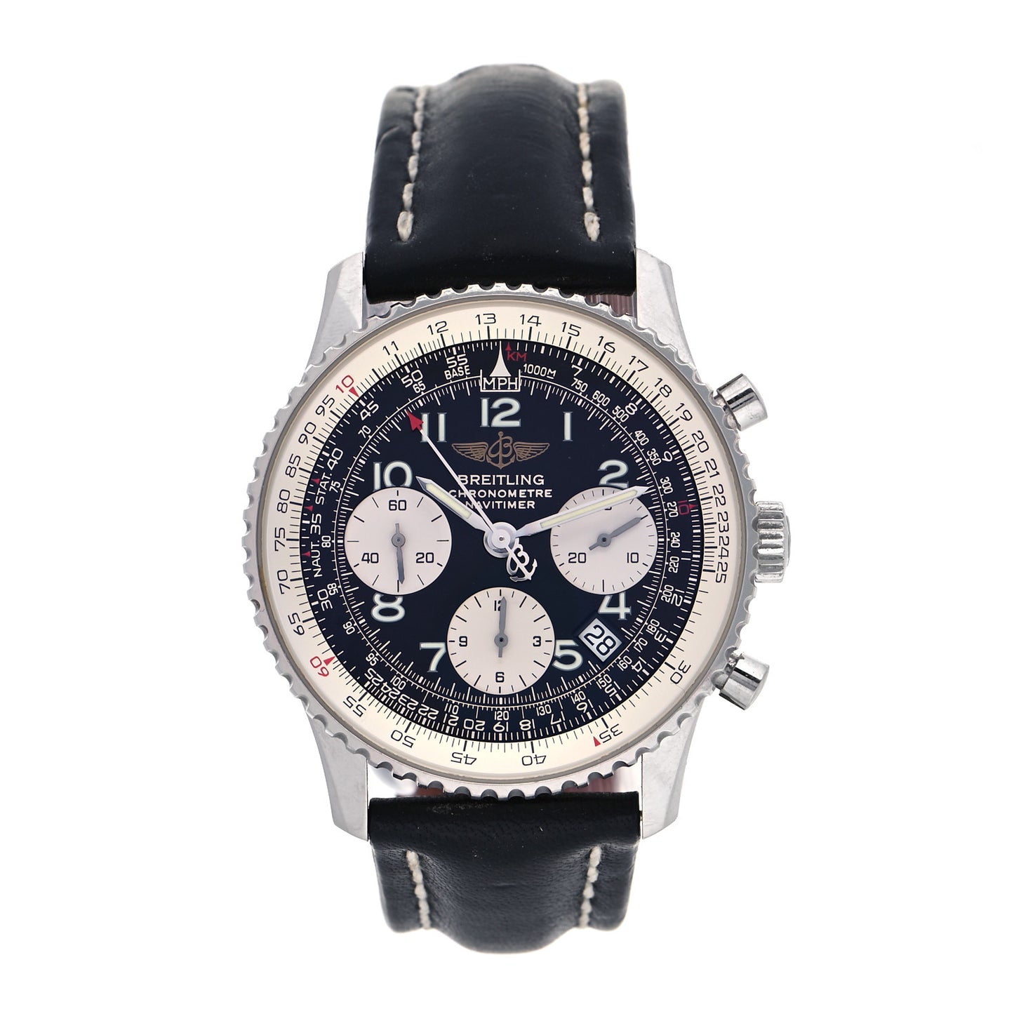 Stainless Steel Calfskin 42mm Navitimer Chronograph Automatic Watch Black A2332212