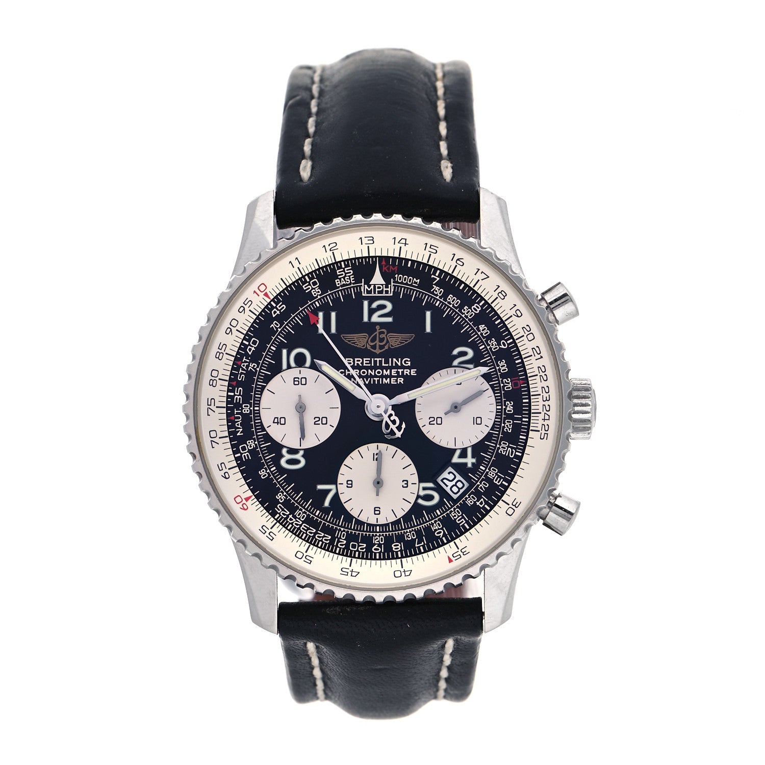 Breitling Stainless Steel Calfskin 42mm Navitimer Chronograph Automatic Watch Black A2332212 1 of 5