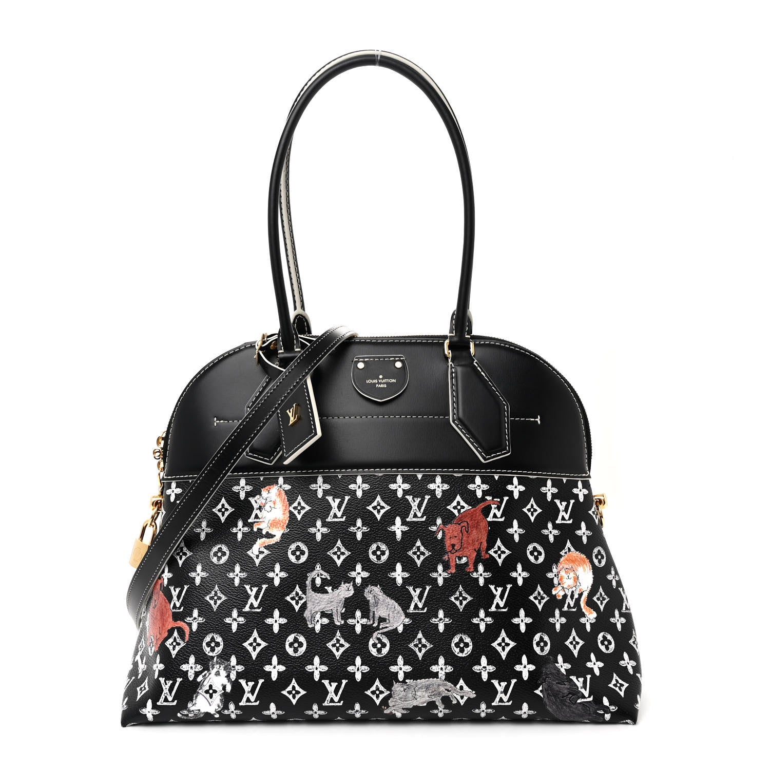 Louis Vuitton Calfskin Catogram Alma Souple MM Black 1 of 10