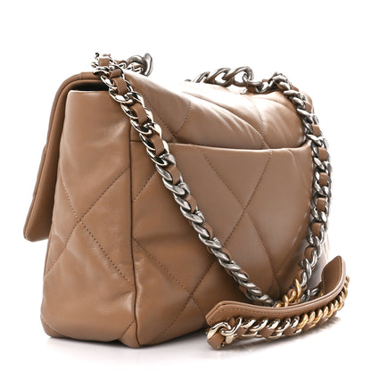 Chanel Lambskin Quilted Large Chanel 19 Flap Dark Beige 3 of 10