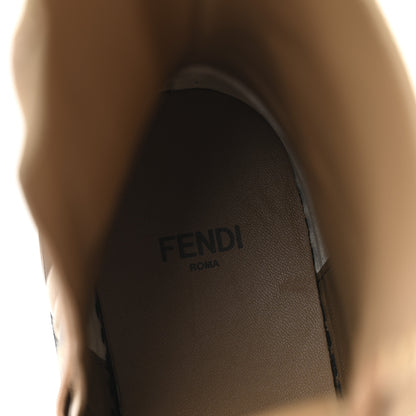 Fendi Fabric Jacquard Vitello FF Domino 50mm Biker Boots 38 Tobacco Black Sand 9 of 9