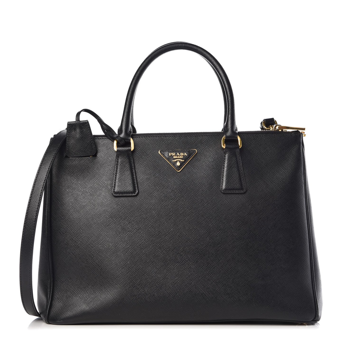 Saffiano Medium Galleria Double Zip Tote Black