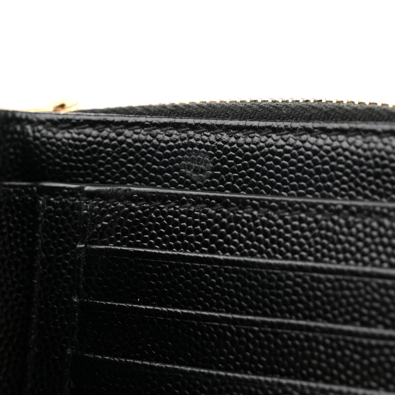 Saint Laurent Grain De Poudre Matelasse Chevron Monogram Compact Zip Around Wallet Black 8 of 8