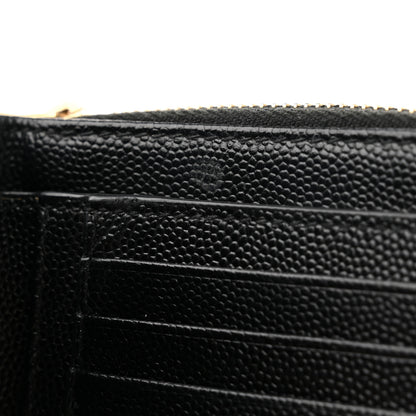 Saint Laurent Grain De Poudre Matelasse Chevron Monogram Compact Zip Around Wallet Black 8 of 8