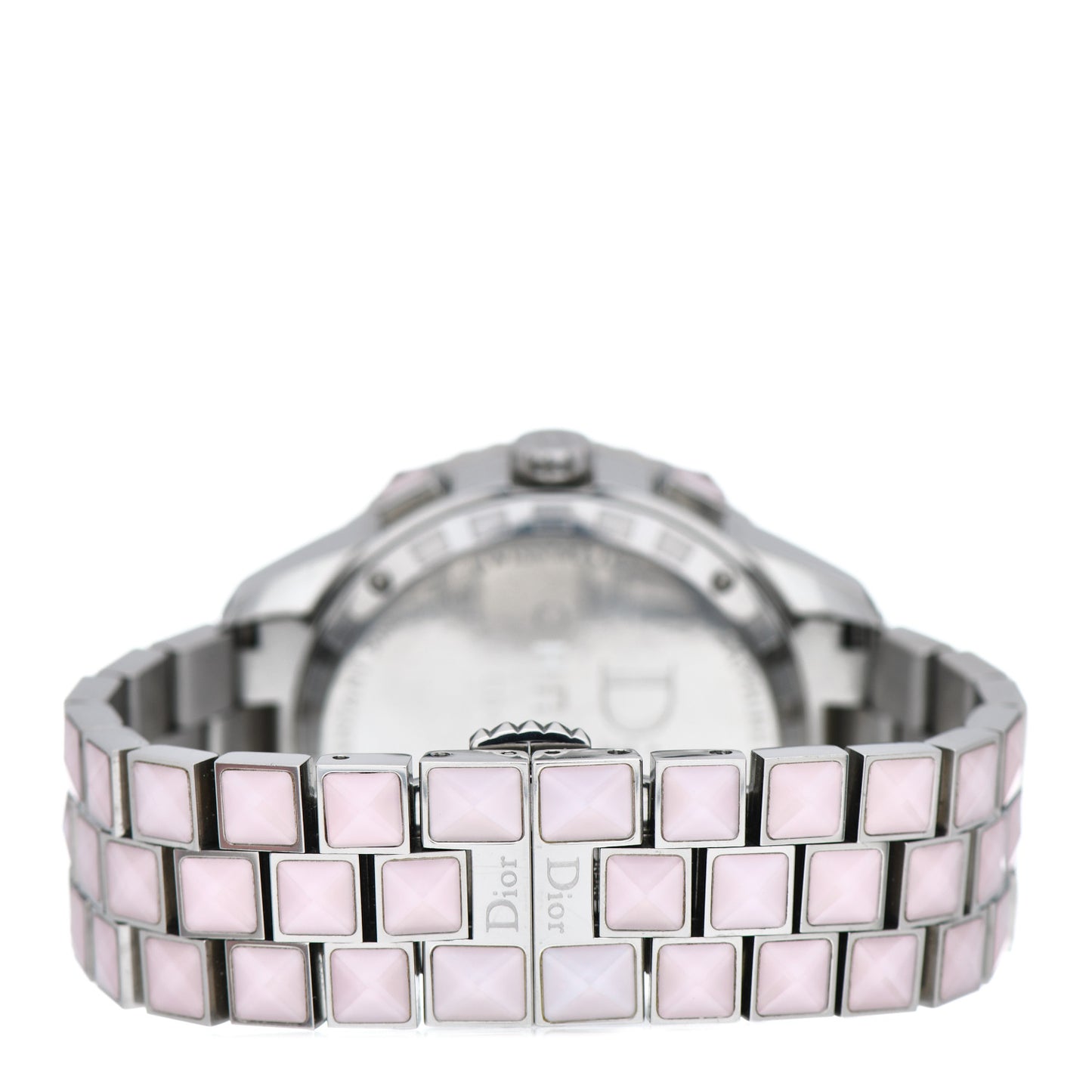 Stainless Steel Diamond Sapphire 38mm Christal Chronograph Quartz Watch Pink