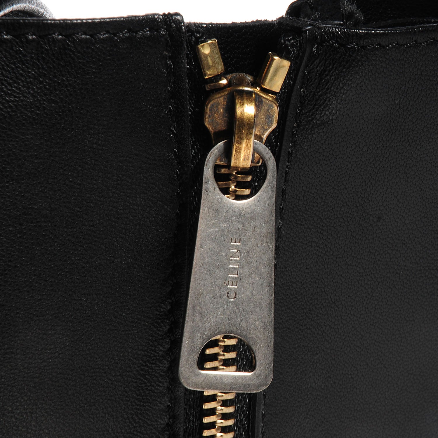 Celine Smooth Lambskin Small Vertical Zip Gusset Cabas Black 6 of 9