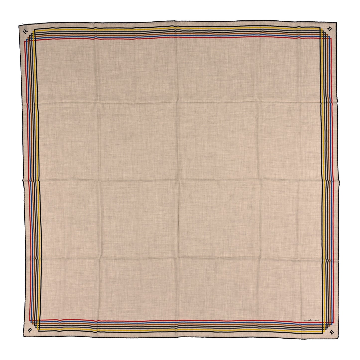 Cashmere Silk Encadre Liste Au Fil Shawl 140 Naturel Black Jaune