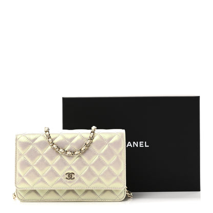 Chanel Iridescent Lambskin Quilted Wallet On Chain WOC Ivory 12 of 12
