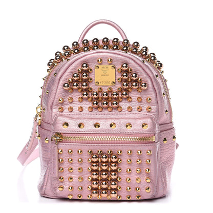 MCM Calfskin Pearl Studs X-Mini Stark Bebe Boo Backpack Prism Pink 2 of 12