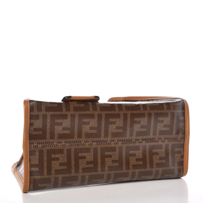Fendi Glazed Fabric Vitello Century FF 1974 Stamp Patch Mini Peekaboo Defender Cover Mogano Panna Caramello 4 of 8