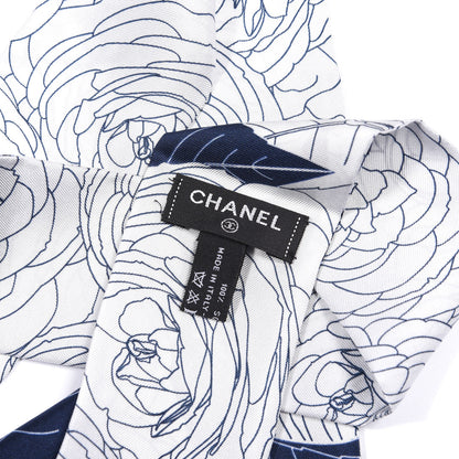 Chanel Silk CC Camellia Slim Bandeau Scarf Blue White 3 of 4