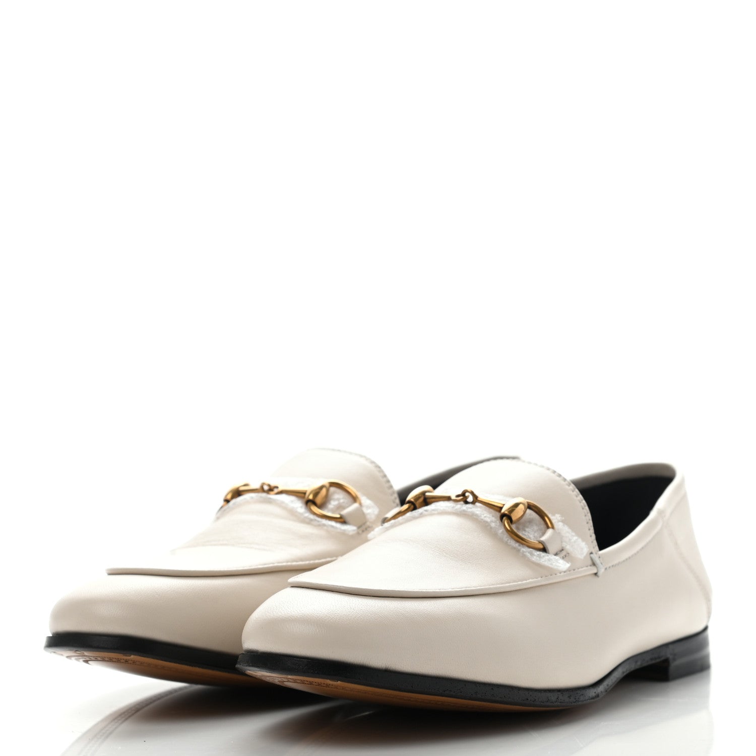 Gucci Lambskin Womens Brixton Horsebit Loafers 36.5 Mystic White 3 of 13