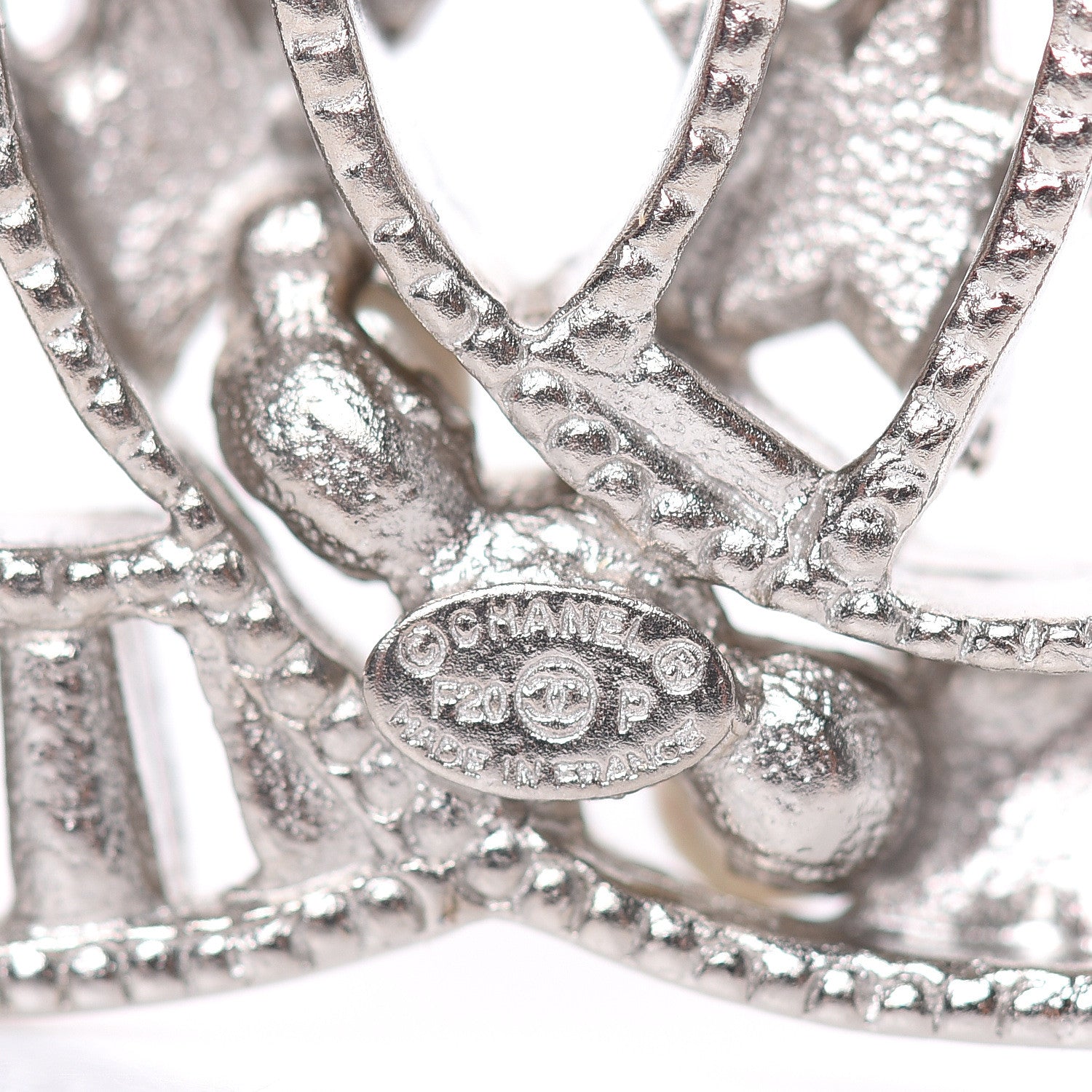 Chanel Crystal Pearl CC Star Coco Flapper Brooch Silver 4 of 5