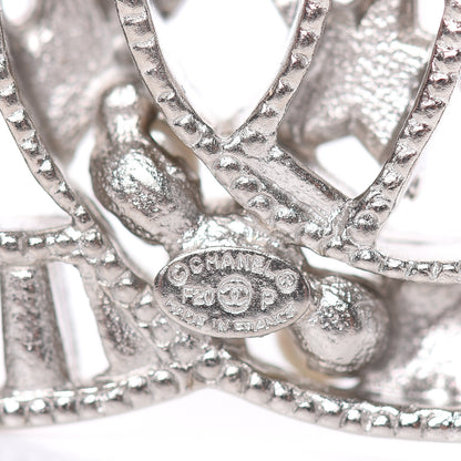 Chanel Crystal Pearl CC Star Coco Flapper Brooch Silver 4 of 5