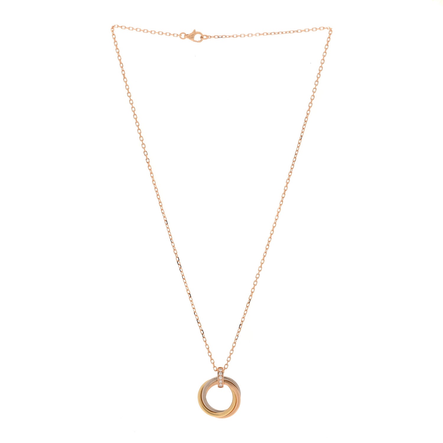 Cartier 18K Pink White Yellow Gold Diamond Trinity Pendant Necklace 3 of 5