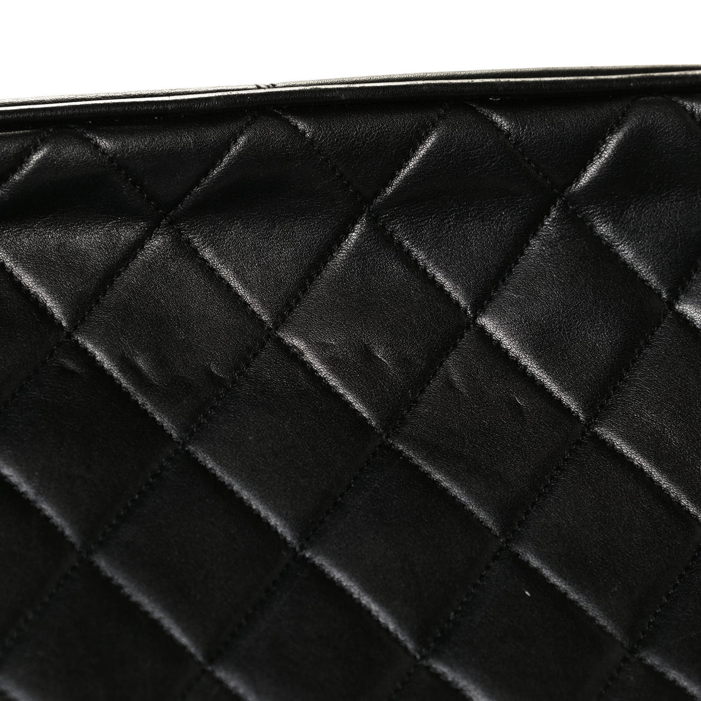 Lambskin Quilted Shopping Tote Black