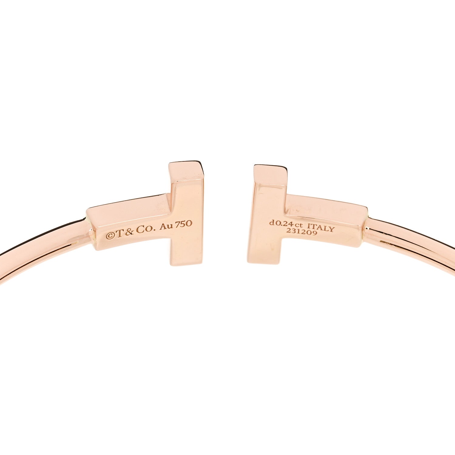 Tiffany 18K Rose Gold Diamond T Wire Bracelet 3 of 3