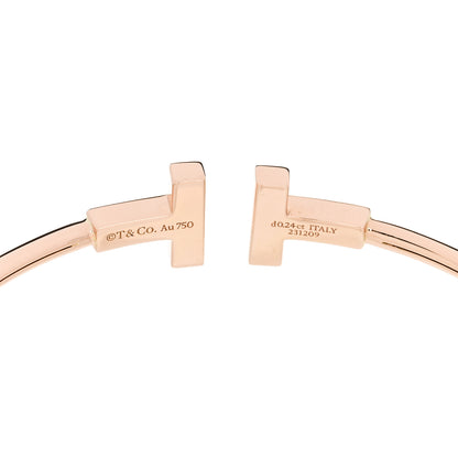 Tiffany 18K Rose Gold Diamond T Wire Bracelet 3 of 3