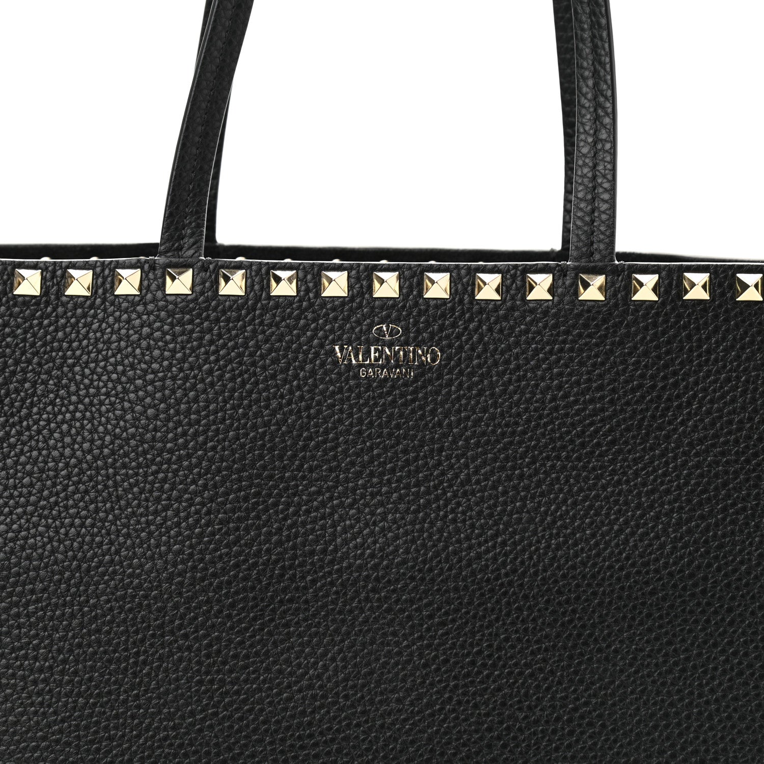 Valentino Garavani Grained Calfskin Small Rockstud Shoulder Tote Black 7 of 10