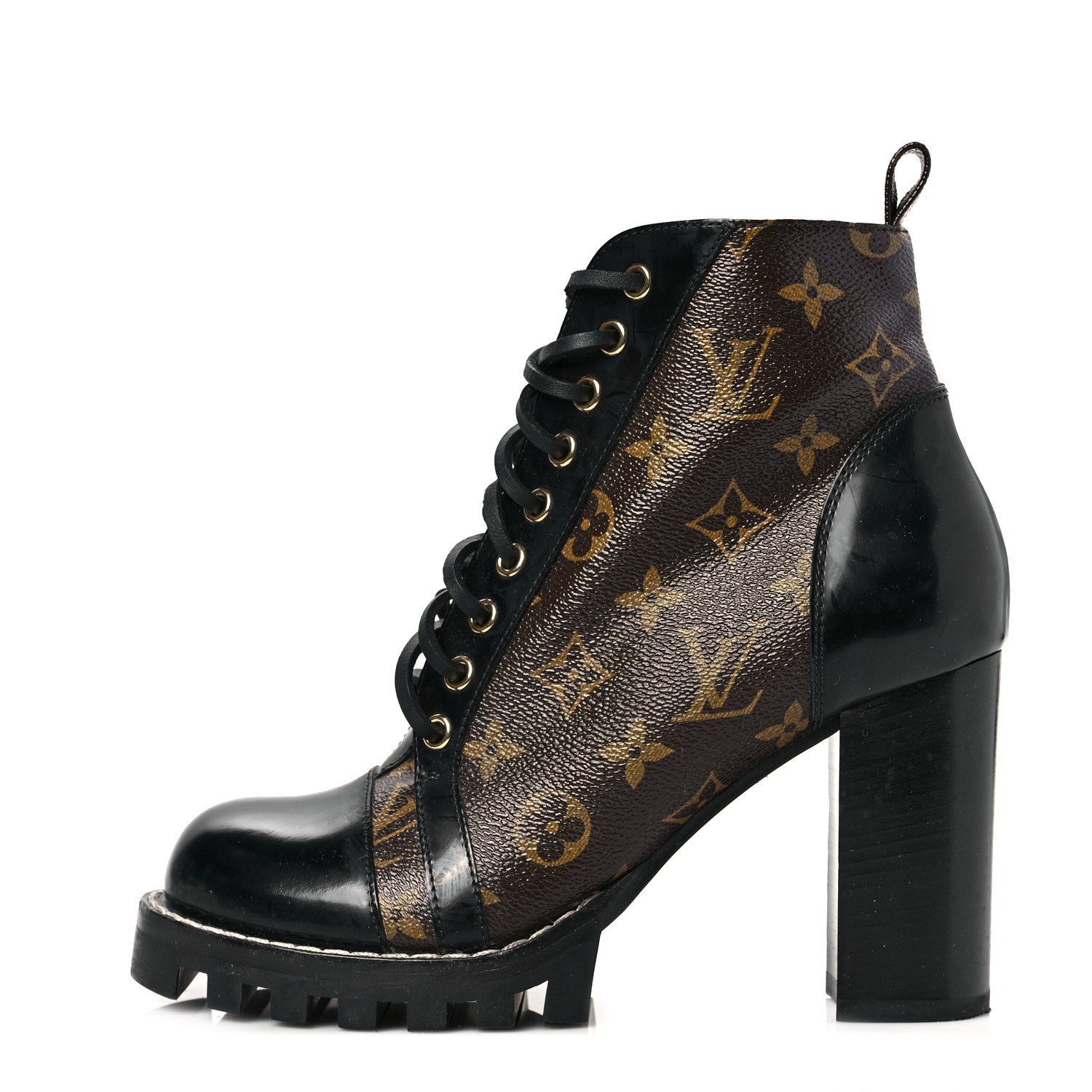 Louis Vuitton Patent Calfskin Monogram Star Trail Ankle Boots 38.5 Black 1 of 6