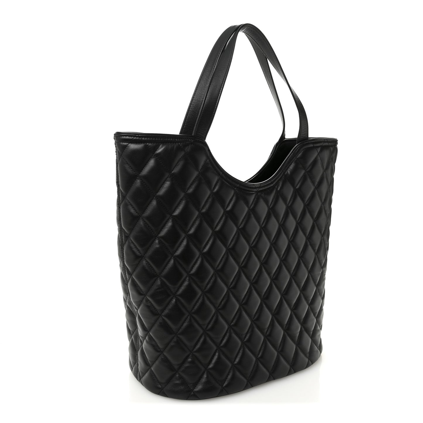 Calfskin Quilted Paris Shopper Tote Black