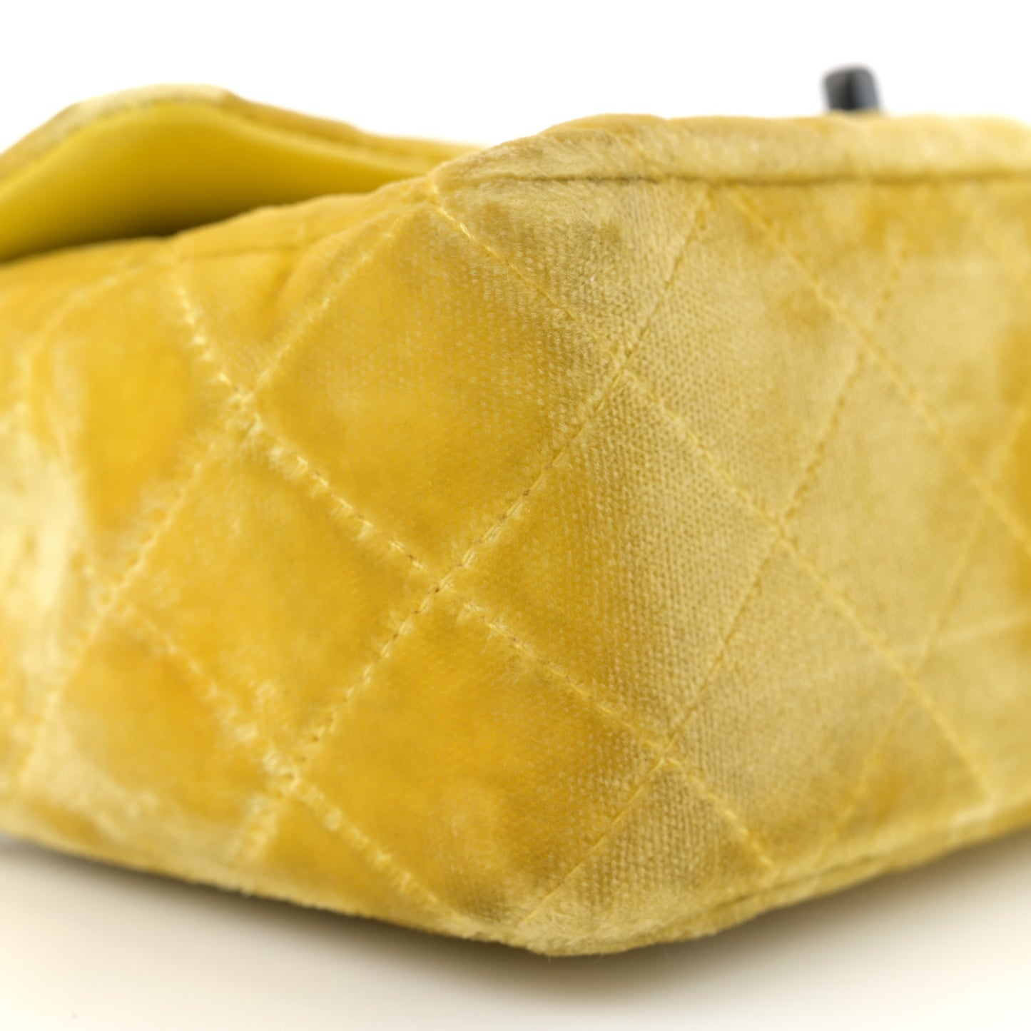 Velvet Quilted Mini Rectangular Flap Yellow