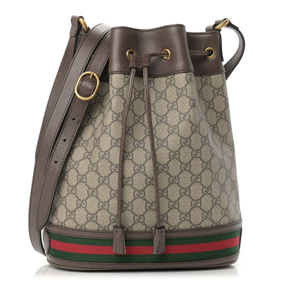 Gucci GG Supreme Monogram Web Ophidia Bucket Bag Brown 1 of 14