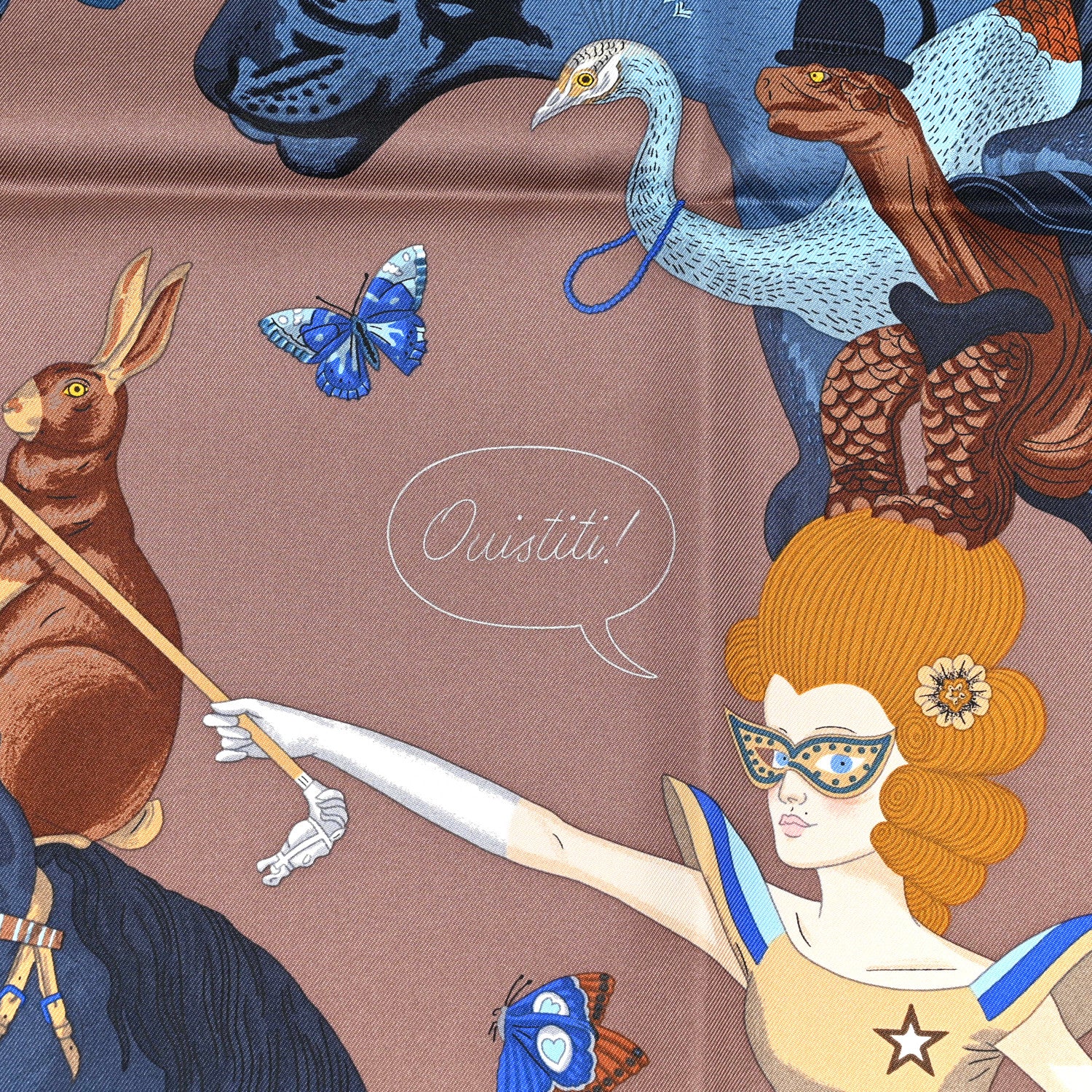 Hermes Silk Hermes Story Scarf 90 Marron Glace Bleu 4 of 5