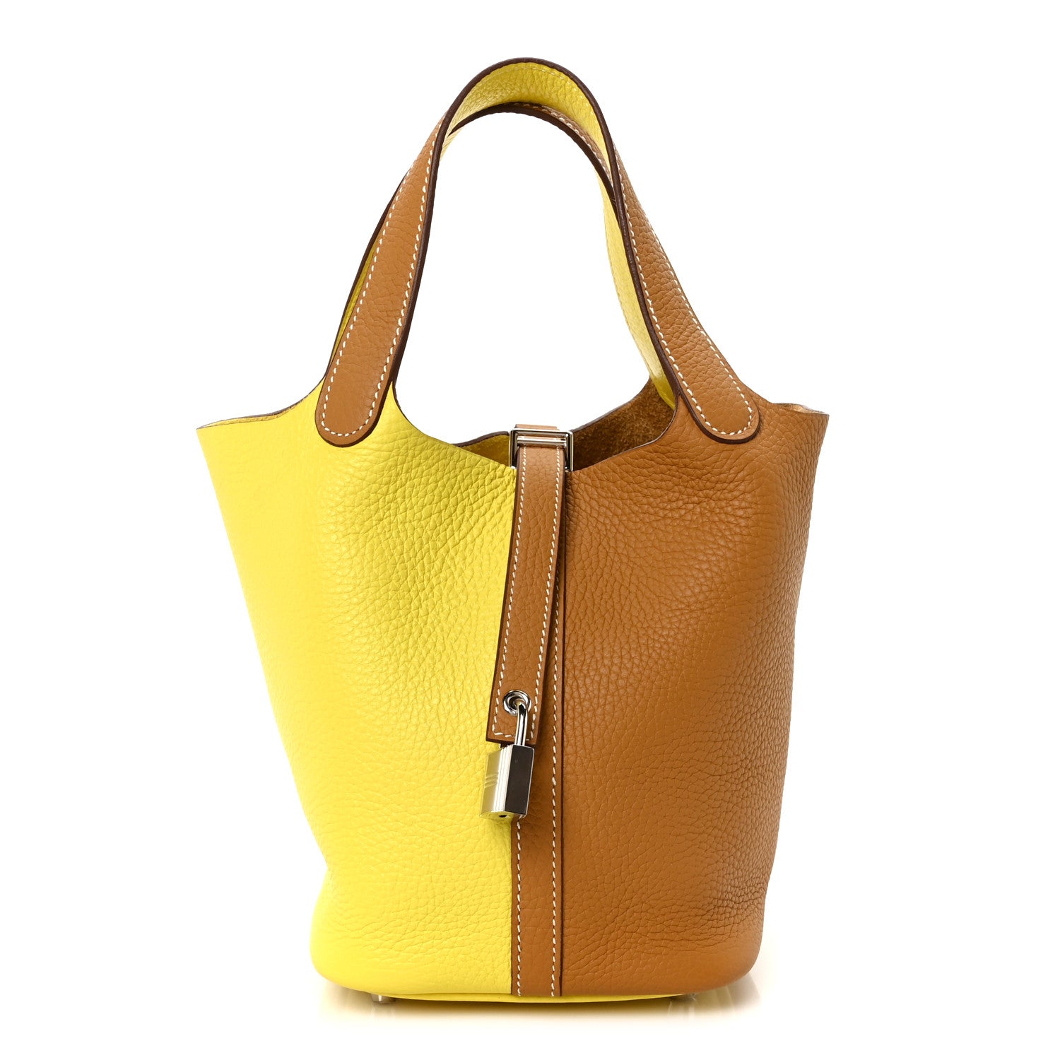Hermes Taurillon Clemence Casaque Picotin Lock 18 PM Lime Sesame 1 of 10