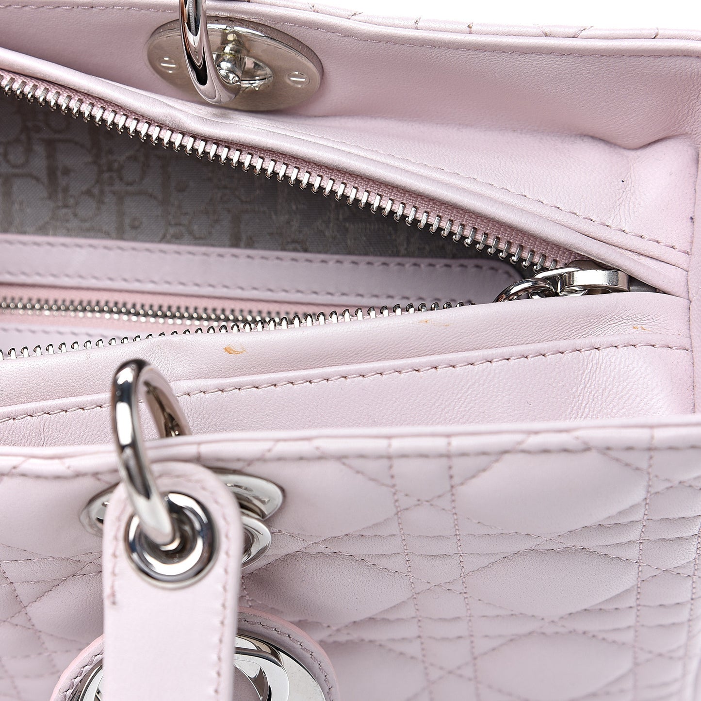 Lambskin Cannage Large Lady Dior Rose Poudre